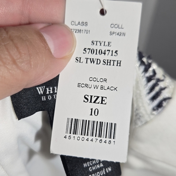 White House Black Market Sheath Ivory White With Tweed Detail NWT Sz 10 - Picture 4 of 12